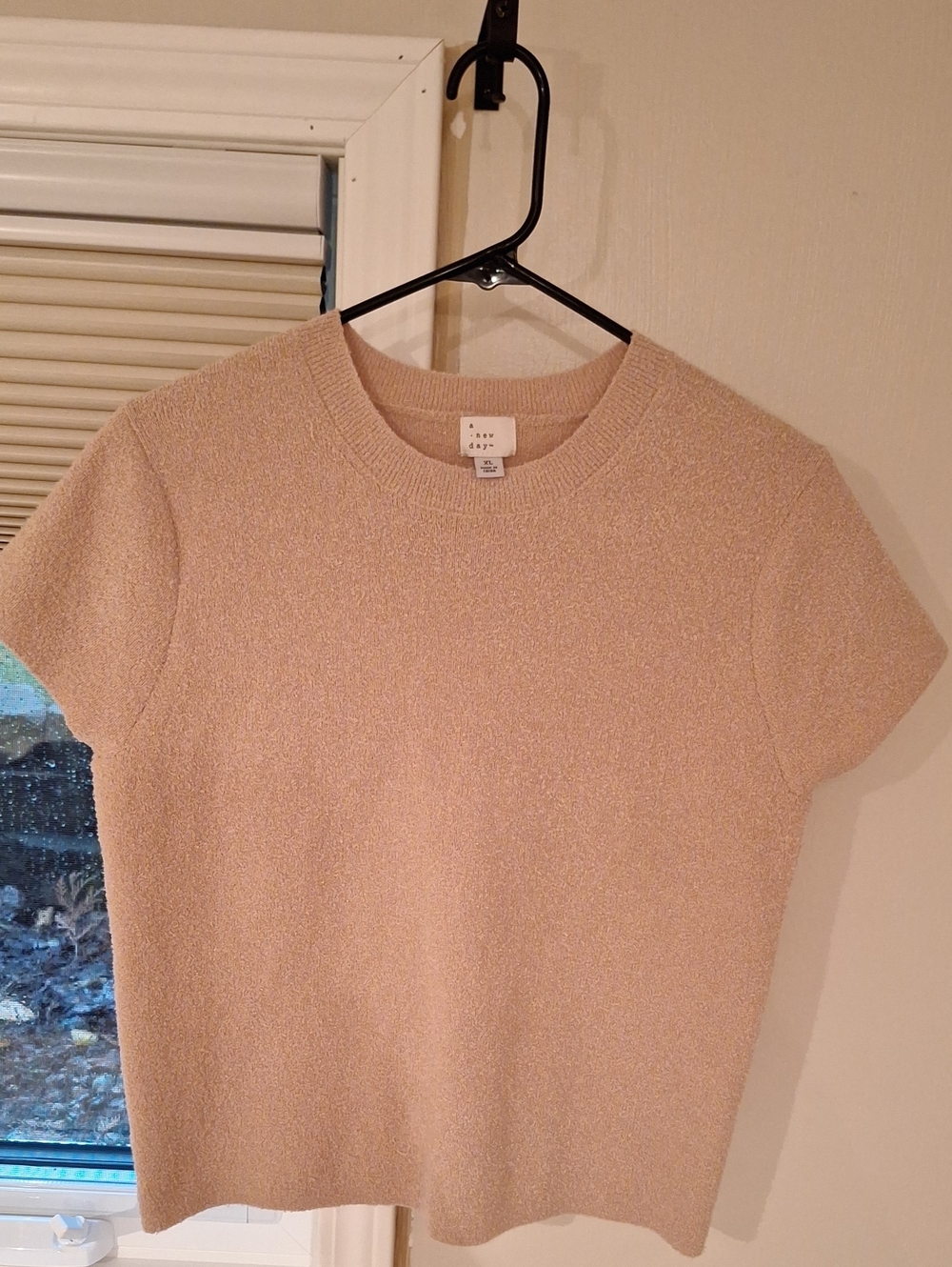 a new day Beige Short-Sleeve Crewneck Knit Top